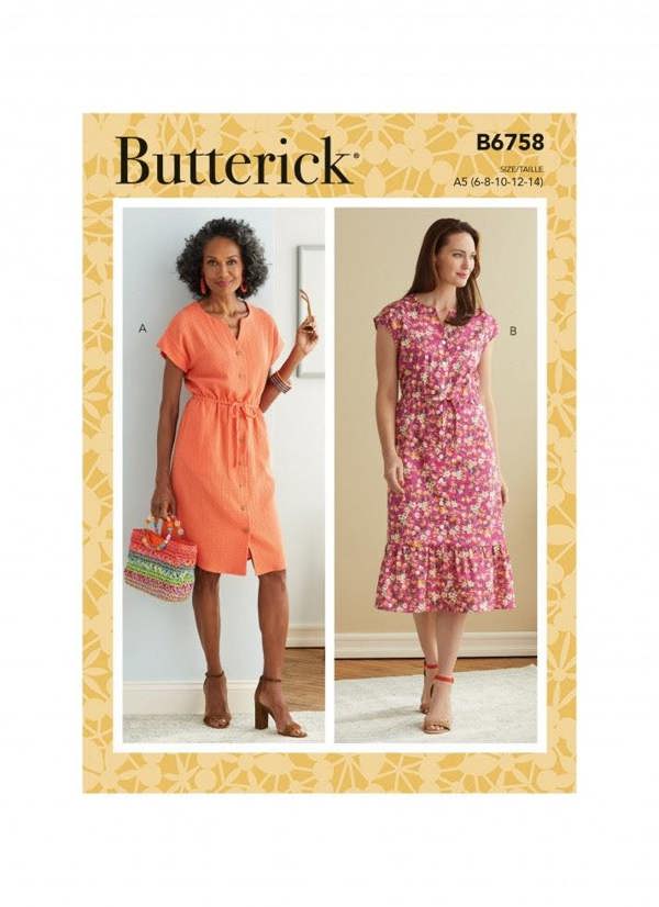 Butterick Sewing Pattern 6758, Dresses for Women, A5 (6-8-10-12-14) - Easy