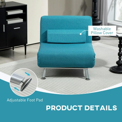 Wyld Haus Rekele Linen Dark Blue Single Sleeper Chair