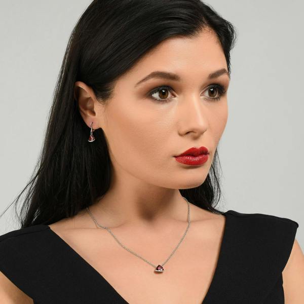 Triangle Red Pendant Necklace for Women - namana.london