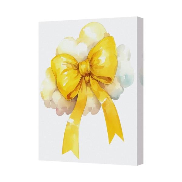 Benjamin Tate Design Yellow Ribbon Bow On Cloud Canvas Wall Art Print Decor