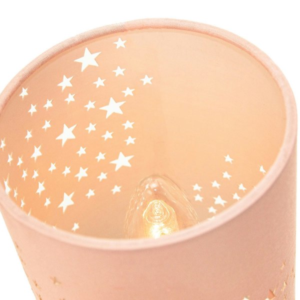 Beautiful Stars Decorated Children/Kids Soft Pink Cotton Bedside Table Lamp Image 2