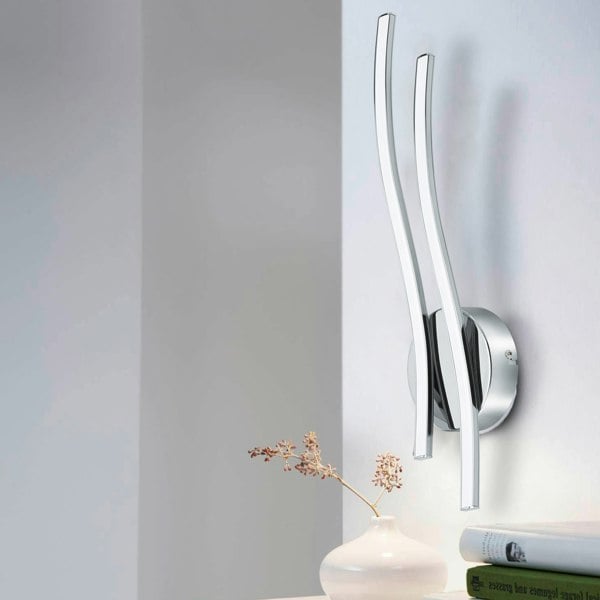 EGLO Valmora 1-Light Curved White/Chrome LED Wall Light