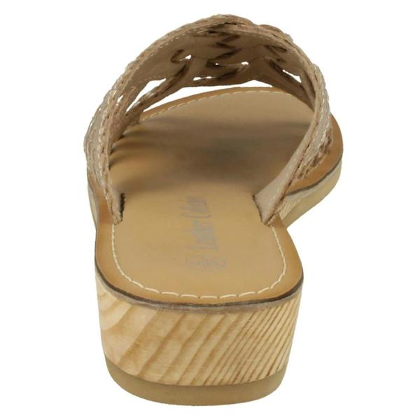 Leather Collection Ladies Leather Collection Low Wedge Braided X Stap Mules