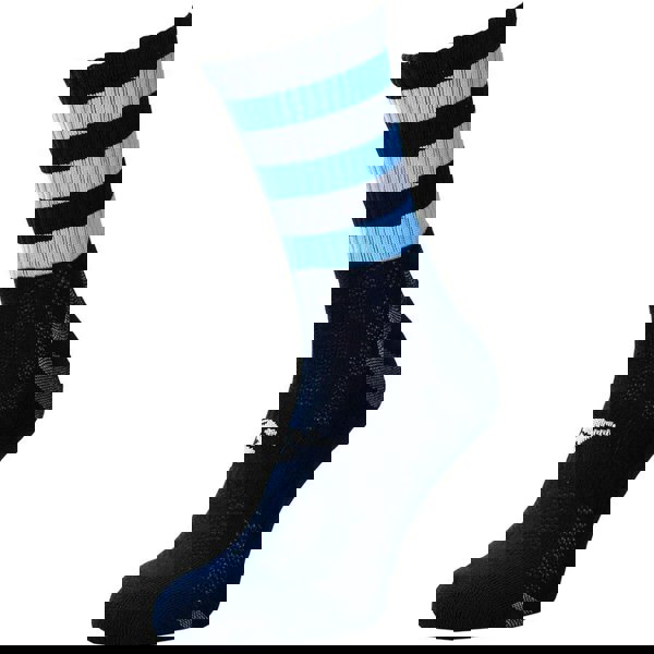 JUNIOR Size 8-11 Hooped Stripe Football Crew Socks NAVY/SKY BLUE Training Ankle