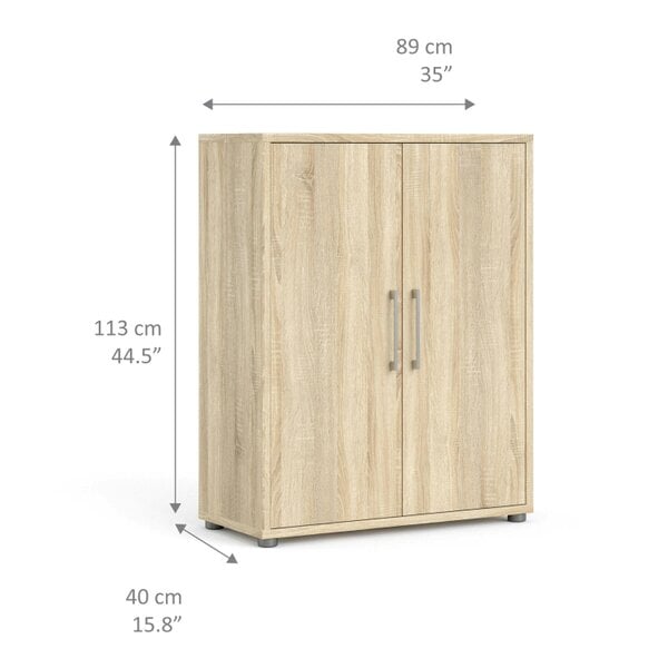 Wyld Haus Prima Natural Oak Wood Effect Bookcase 2 Shelves 2 Doors