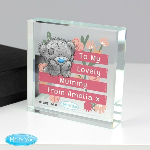 Personalised Memento Company Personalised Me To You Floral Crystal Token