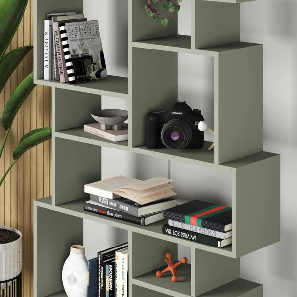 Decortie Karmato Modern Bookcase Display Unit with 10 Compartments 168.5cm Tall