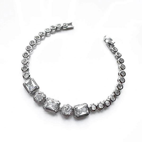Luxe Tones Cielle Silver Coloured Clear Stone Statement Jewel Bracelet