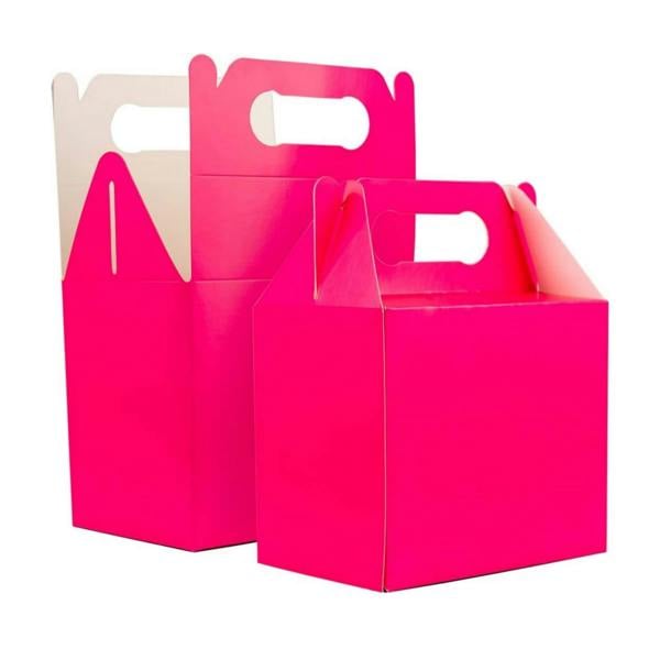 Hot Pink Cardboard Party Food Boxes in 10, 20 or 30 Pack Sizes for Lunch, Cake and Treats image 1