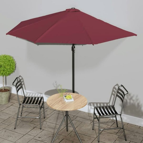 Berkfield Balcony Parasol with Aluminium Pole Bordeaux Red 300x155x223 cm Half