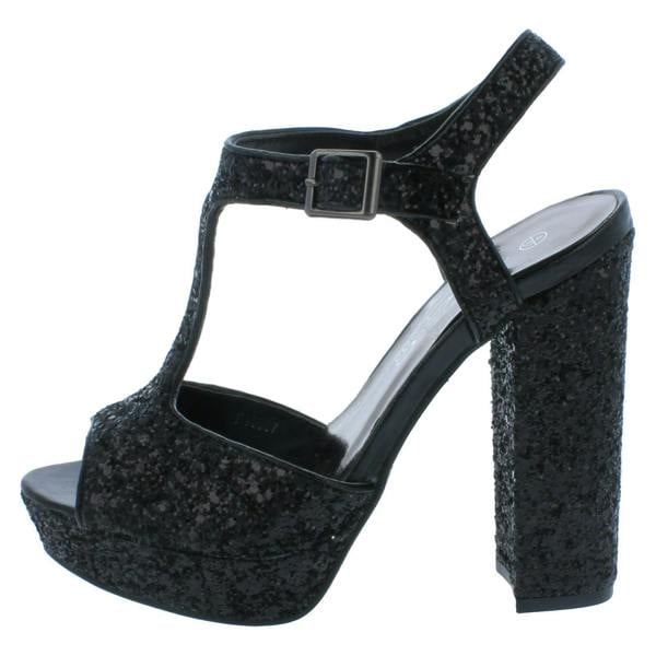 Spot On Ladies Spot On Glittery Platform Sandals