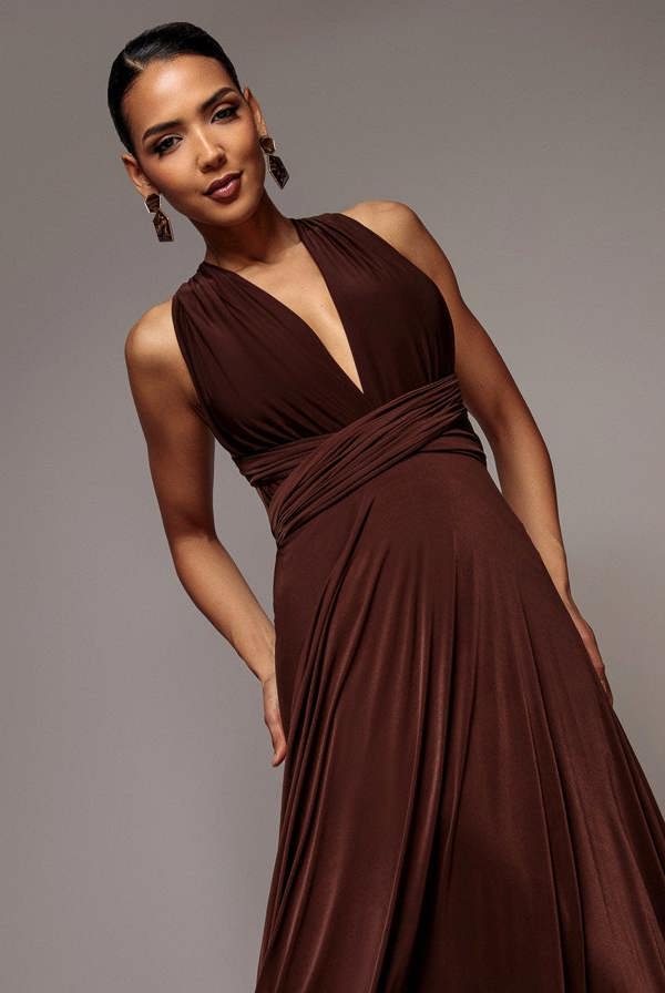 Multiway Tie-Up Maxi Dress - Dark Brown DR1186BB
