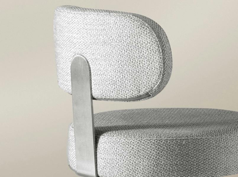Angel Cerdá Swivel Stool in Light Grey Marbled Fabric 4230