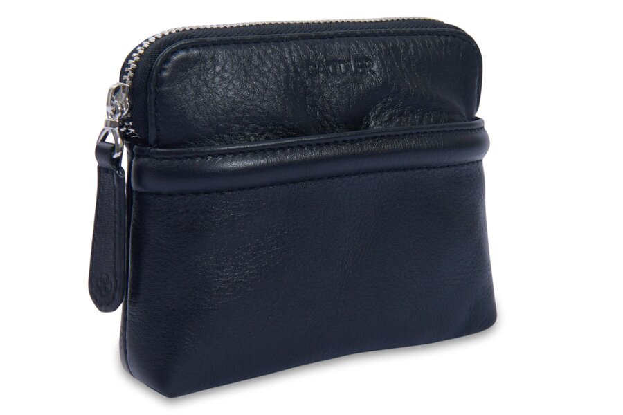 SADDLER "Louisa" RFID Real Leather Zipped Organiser and Cosmetic Pouch (Gift Boxed) - Black