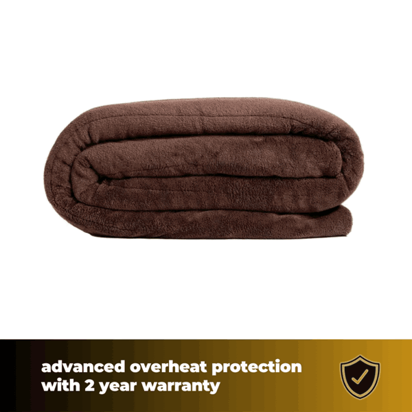 Homefront Extra Large Electric Heated Throw in Chocolate and Cream Easy To Use, Digital Control - Machine Washable