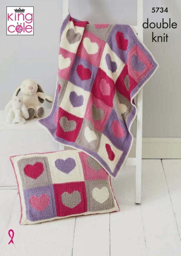 King Cole Bamboo Cotton DK Knitting Pattern 5734, Blankets, Cushions