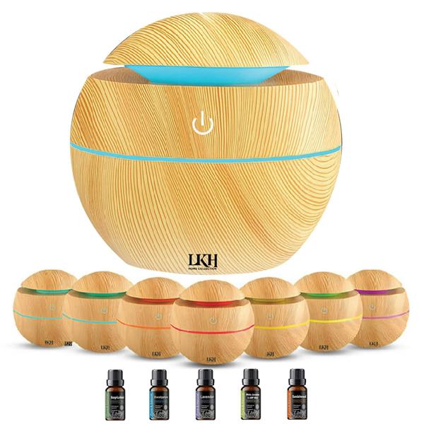LKH HOME COLLECTION LKH Essential Oil Diffuser & Humidifier 130ML - Aromatherapy Diffuser with 5 Oils - USB Powered LED Mood Light  for Home