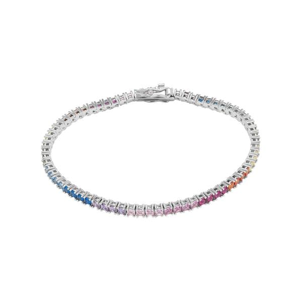 Spero London Sterling Silver Rainbow Tennis Bracelet