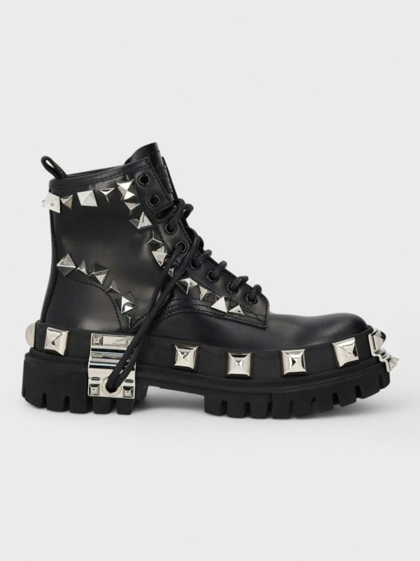 Dolce & Gabbana Studded Combat Boots Lace - Up Black - Supplied FashionDolce & Gabbana