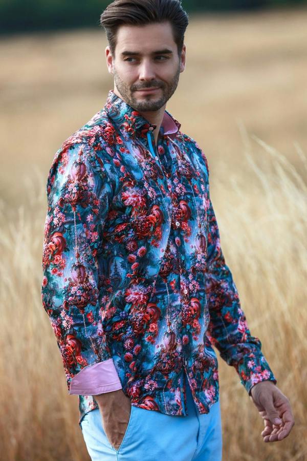 CL2571 GREEN VICTORIAN FLOWER - Claudio Lugli Shirts