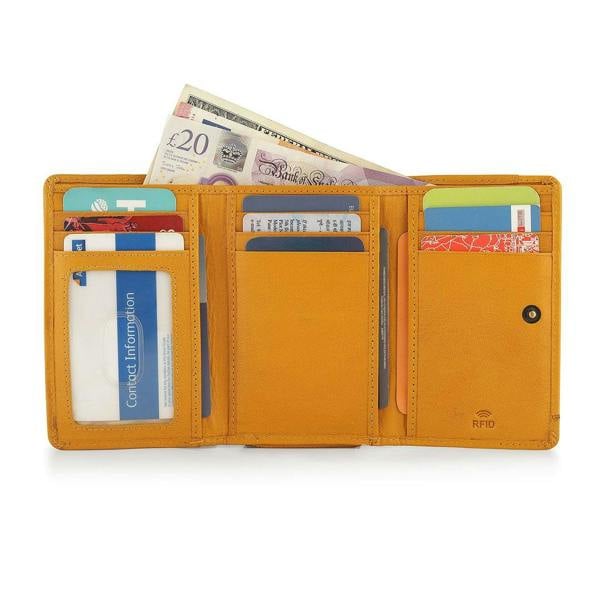Interior view of Yellow leather purse for women