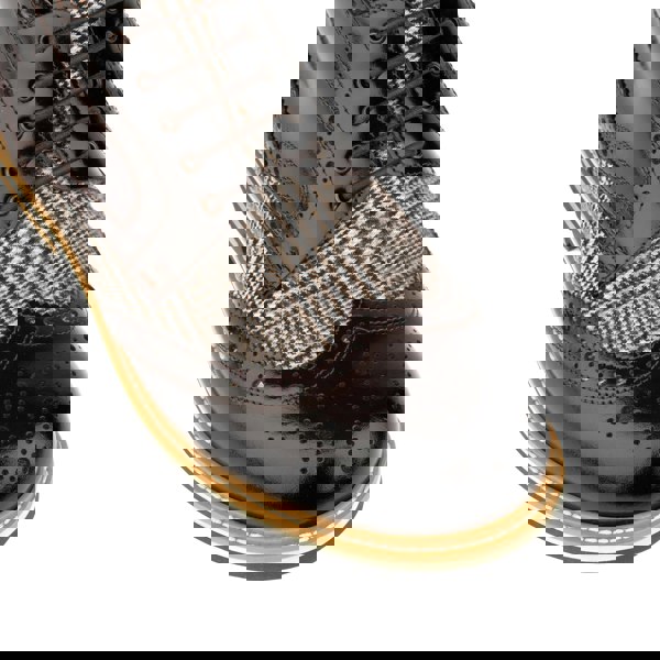 Embassy London Wanderer - Brown Check - Men's leather combat style side zipper boot in brown