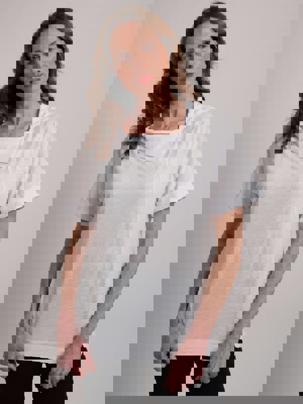 VIZ-A-VIZ Split Drape Neck Top