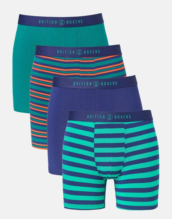 British Boxers Multipack! 4 Pairs of Men's Bamboo Stretch Trunks - Warm Spice