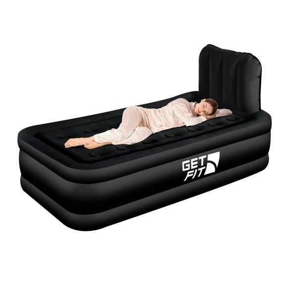 Get Fit Blow Up Air Bed With Built In Electric Pump - Headboard & Free Inflatable Pillow