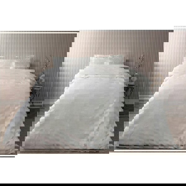 Belledorm Waffle Stripe Duvet Cover Set - Vanilla