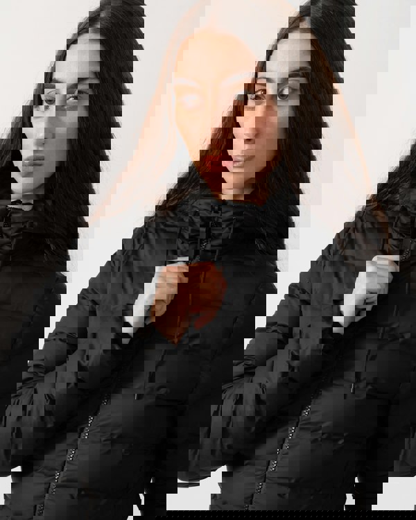 Rains Lohja Womens Long Puffer Curve Jacket  - 01 Black