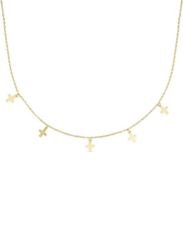 Dainty 14K Gold Cross Choker Necklace - Necklaces - Elk & Bloom