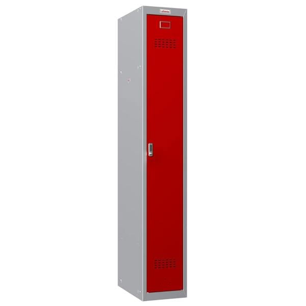 Phoenix Safe Phoenix PL Series PL1130GRE 1 Column 1 Door Personal Locker Grey Body/Red Door with Electronic Lock