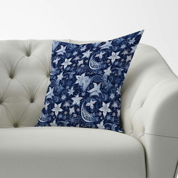 Warren Reed Paisley Christmas Stars Blue Cushions