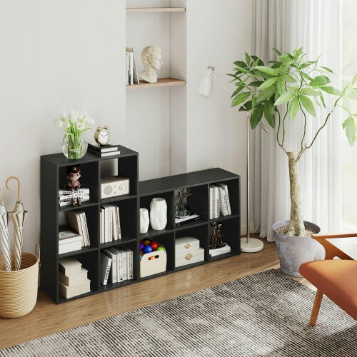 Wyld Haus Vasutte Wooden Black 6 Cube Storage Bookcase