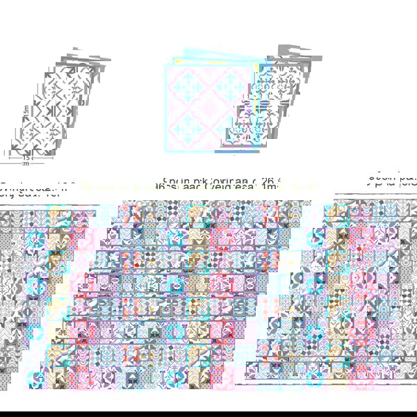 WT1537 - Classic Moroccan Colourful Mixed Tiles Wall Stickers Set 1 - 15 x 15 cm (6 x 6 inches) - 24 pcs.