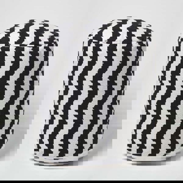 HOMESCAPES Black and White Chevron Style Bean Footstool