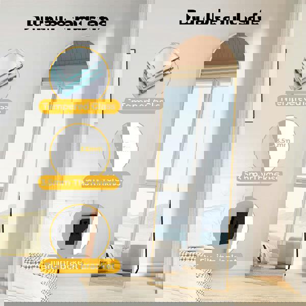 Levede 165cm Full Length Free Standing Floor Mirror Arched Decor Golden Frame