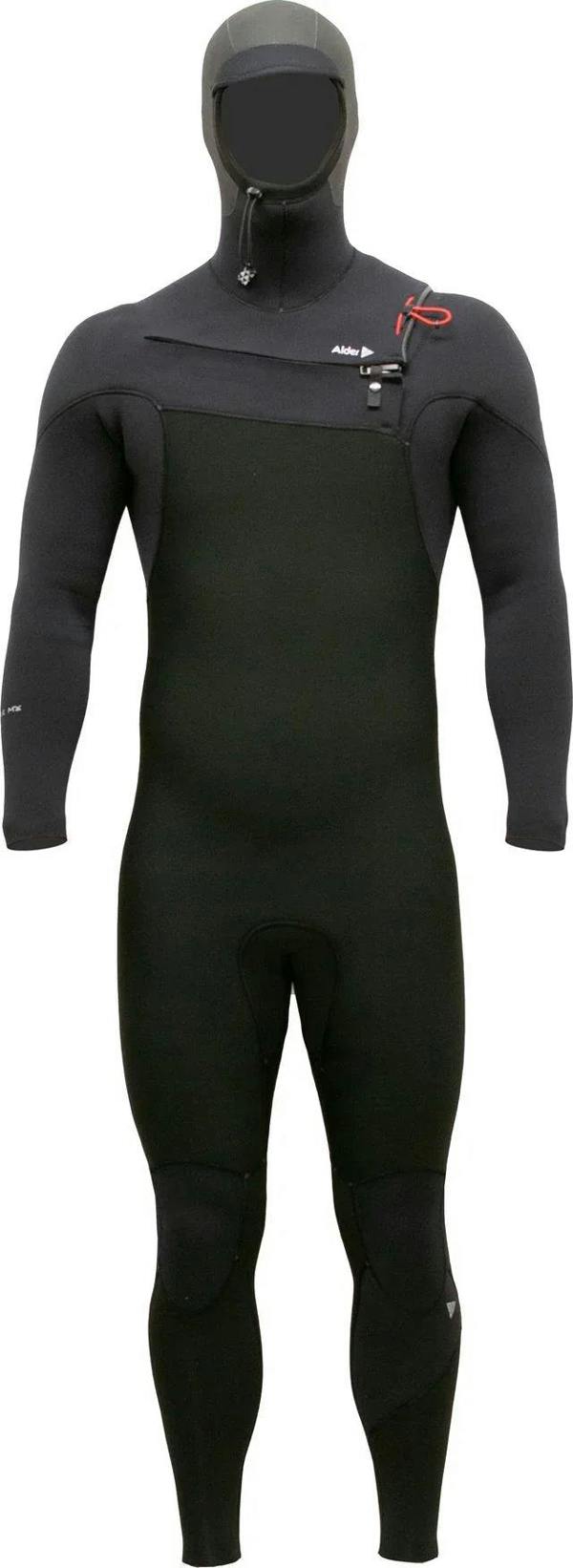 Alder Evo Fire MX Hooded Men's 6/4 mm Chest Zip Black Wetsuit