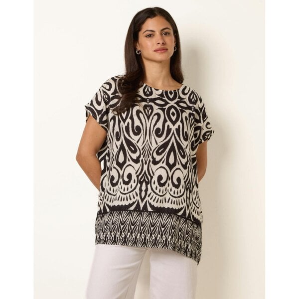 Blue Vanilla Round Neck Top With Abstract Print