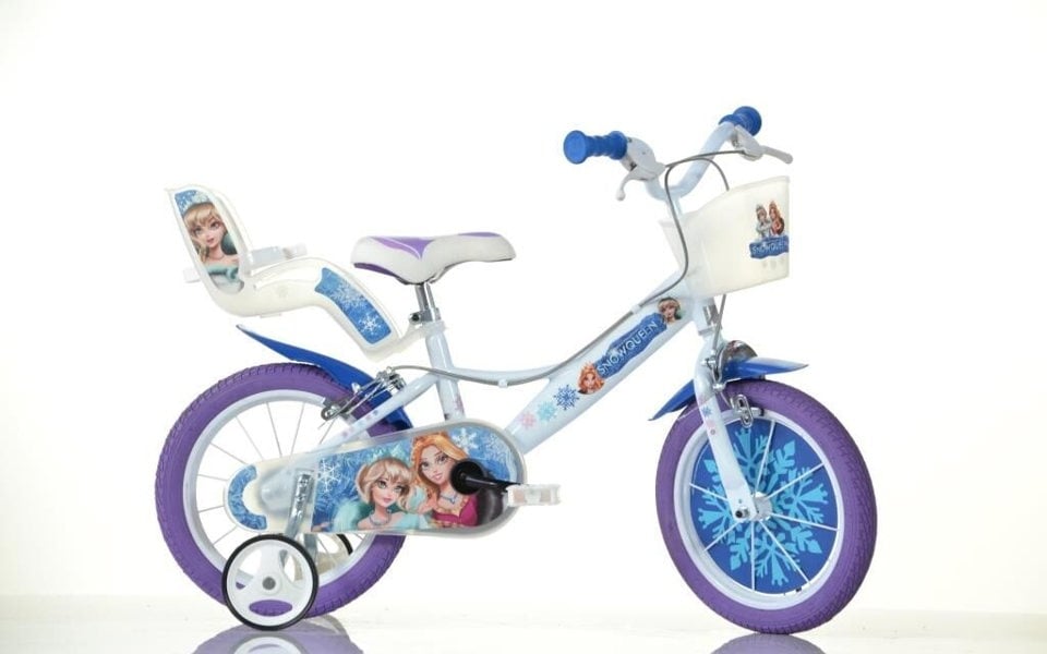 Dino Bikes Dino Snow Queen Kids 14" Wheel Bike - White/Blue