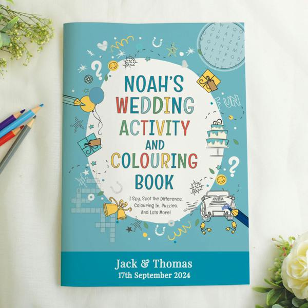 Abode Home & Gifts Personalised Blue Wedding Activity & Colouring Book