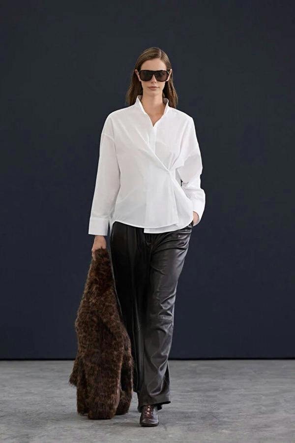 WOVCOR Asymmetrical Cotton Poplin Shirt