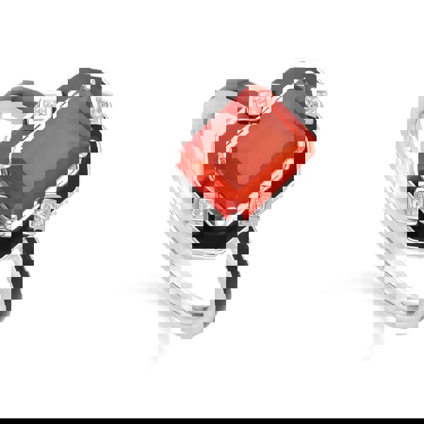 Gemondo Grand Deco Black Enamel, Carnelian & Topaz Ring in Sterling Silver