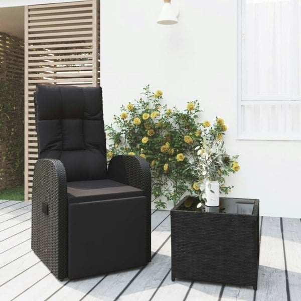 Berkfield 2 Piece Garden Lounge Set Black Poly Rattan&Steel