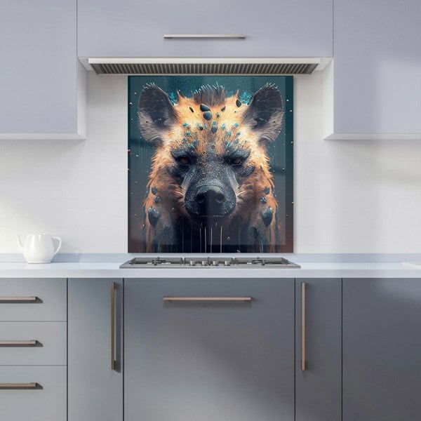 Warren Reed - Designer Hyena Face Splashart Dark Background Kitchen Splashback