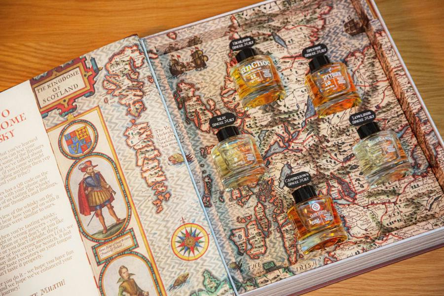 Whisky With Us Whisky Gift Set - The Book of Scotch Whisky – Whisky Tasting Gift Set with 5 Single Malt Miniatures