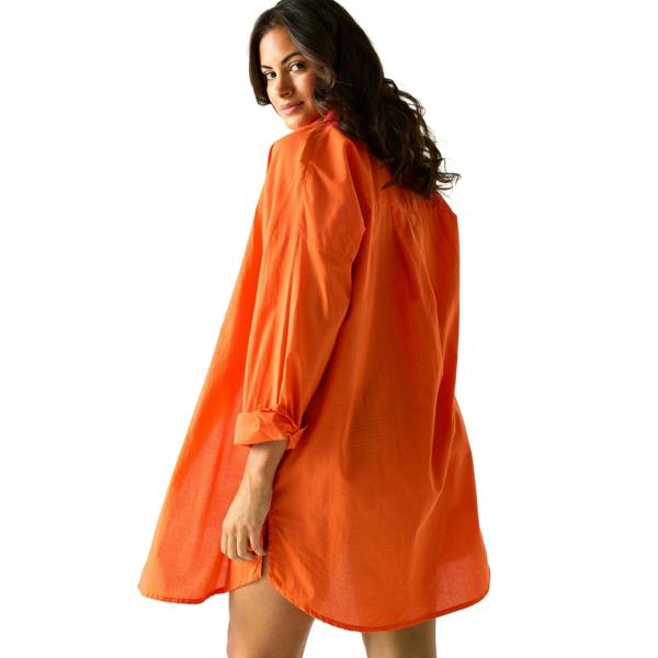 Regatta Womens/Ladies Prena Cover Up Plain Beach Shirt - Tangerine Tango - 