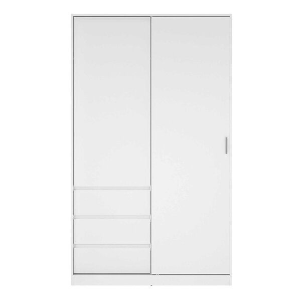 Wyld Haus Budapest White Wooden Wardrobe 2 Doors 3 Drawers