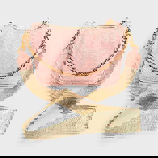 Versace Hobo Medusa Logo Floral Shoulder Bag Pink